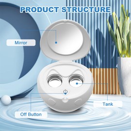 AMTAST Ultrasonic Contact Lens Cleaner Rechargeable Eye Contact Cleaner with Vanity Mirror Compact Contact Lens Cleaner Support Fast Cleaning Fits All Contact Lens (Model AMT11)