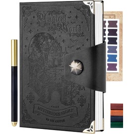 CAGIE Leather Journal for Men Magic Theme Lined Journals for Writing with Pen 100GSM Hardcover Journaling Notebook Gifts Set for Men Boys Kids, Black