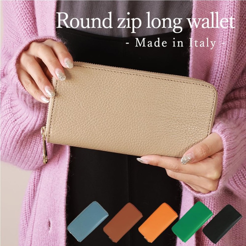SWINGPLUS Long Wallet, Compact Wallet, Round Zipper, Genuine Leather, Floor