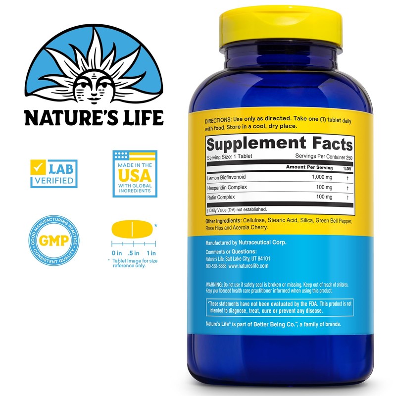 Nature's Life Lemon Bioflavonoids 1000mg - Citrus Bioflavonoids Supplement with