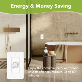 HBN 60 Minute Spring Wound Timer Switch, Energy-Saving Mechanical Timer Switch for Lights, Bathroom Fan, Easy Installation and Operation, No Neutral Required, ETL Listed