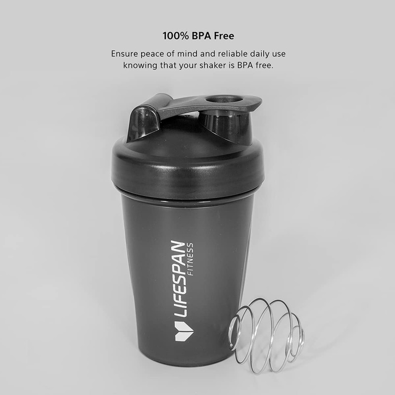 Lifespan Fitness Shaker Bottle, 500 ml Capacity, Black