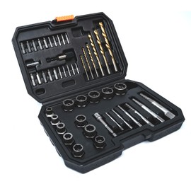 PANOVOS 48PCS 6542HSS Damaged Screw Extractor Bolt Extractor Set/Left Drill Bit Set, Multi Spline Screw/Bolts Extractors Lug nut Remove Set for Removing Broken Studs, Bolts, Socket Screws,Nut,Studs