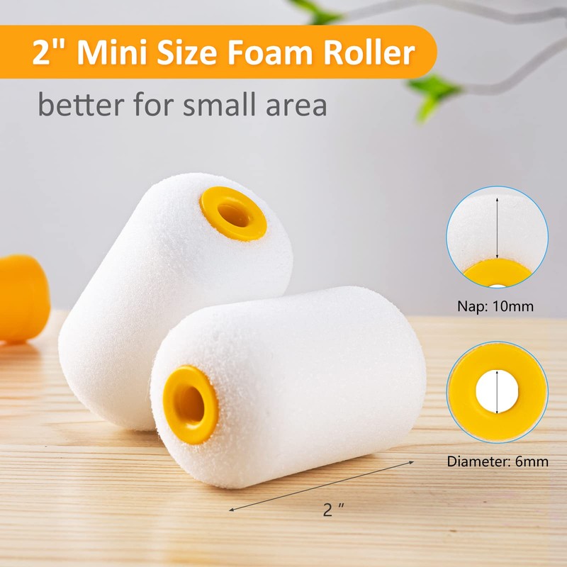 Mister Rui Foam Paint Roller, 20 Pack 2 Inch Foam
