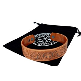 AB Viking Crafts Viking Yggdrasil Tree of Life I Odin's Raven Magnetic Bracelet Colour Antique Copper with Jewellery Bag, Copper