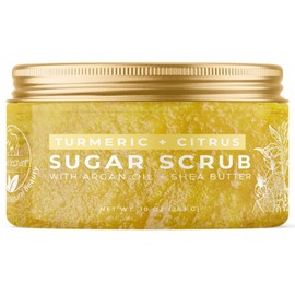 Natural Elephant Exfoliante De Azúcar De Cúrcuma Y Cítricos Con Aceite De Argán Y Manteca De Karité, 283 G                                            