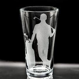 GOLFER & HIS BAG Engraved Pint Beer Glass | Great Drinking Gift Idea for Golfers and Golfing Enthusiasts!