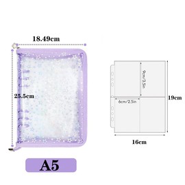Yurika Seal Notebook Transparent Large A5 Seal Storage Binder Star Pattern Seal Binder Girls Removable 20 Sleeves Clear Sticker Storage Album for Collecting Organizing Display Refillable Transparent