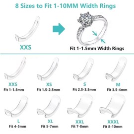 Ring Sizers for Loose Rings, Flexible Invisible Ring Size Adjusters, Anti-Slip Ring Guards for Rings, Easy to Use for Women and Men, 8 Assorted Sizes