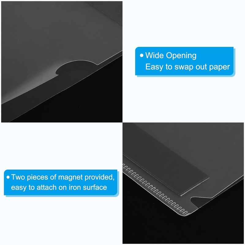 Walquicks Transparent Plastic Magnetic Document Holder, 5 Pack, 8.5 x