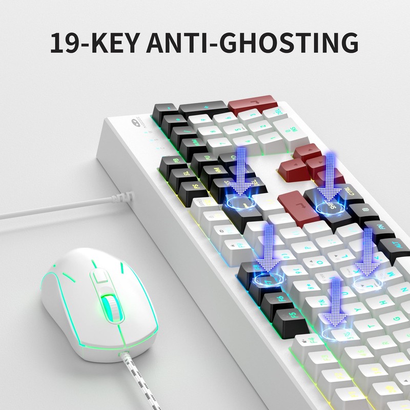 MageGee Creamy Keyboard and Mouse Combo, K2 Classic Keyboard, Wired