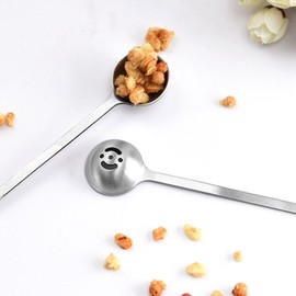 1pc Silver Stainless Steel Olive Spoon,Olive Strainer Spoons Serving Spoon Long Handle Olive Scoop Jam Slotted Spoons with Drain Hole,Cooking Utensils