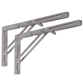 Folding Shelf Brackets 2 Pack,Heavy Duty Triangle Shelf Bracket for Bench Table,Wall Mounted Standing Shelf Brackets for Saving Place,Multi Size, Max Load 400lb (16", 304 Stainless Steel)