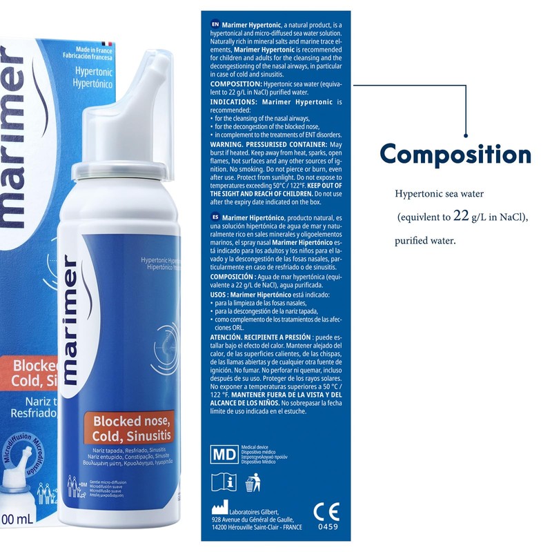 Marimer Hypertonic Saline Nasal Spray All Natural Seawater (3 Packs),Sinus