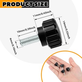 Hotop Threaded Knurled Thumbscrew Monitor Mount Screws on Knobs Monitor Screws Carbon Steel Clamping Knobs Grip Thumb Screw Mounting Thumb Screw, Black(10 Pieces,M4 x 10 mm)