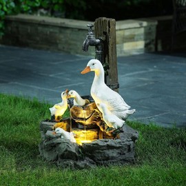 Animal Garden Statue Cute LED Duck Water Fountain Statue Home Decoration for Garden Lawn