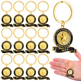 Sureio 12 Pcs Employee of the Month Keychains 1-12 Month Employee Appreciation Keychains Thank You Coworker Gifts for Coworker Teams Staff Gifts