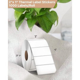 iEager 2x1 Inch Thermal Labels, White Durable Thermal Printer Stickers, Self-Adhesive Shipping Label Printer Sticker for Barcode, Name, Address, 1000 Labels/Roll