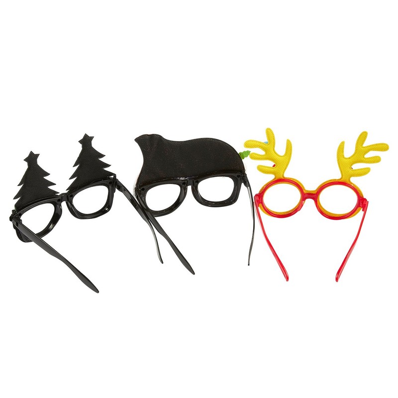 Funny Glasses for Christmas, Shiny Holiday Photo Booth Props, Assorted