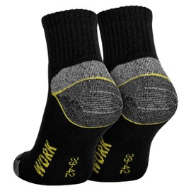 Piarini 6 Pairs of Men's Work Socks Functional Socks Short Cotton Socks with Reinforced Heel and Toe, black
