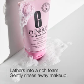 Clinique All About Clean Rinse-Off Foaming Face Wash | Face Cleanser With Hyaluronic Acid + Glycerin For Oily Skin Types | Dissolves Makeup + Sunscreen, 5 Fl Oz