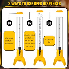 Domensi 6 Pcs Drink Tower Dispenser Mimosa Tower with Ice Tube and bottomless Mimosa lunch Beer Beverage Drink Dispenser Tower Tabletop Liquor Dispenser for Bar Party(3l,Yellow)