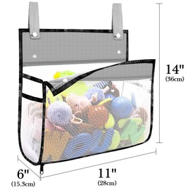 Linkidea 2 Pack Travel Mesh Bath Toy Organizer, Portable Kids Bath Toys Storage Bag with Suction Cup Hook, Large Capacity Shower Container Bag Fits Outing Use (Grey)