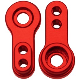 2Pcs ShareGoo Aluminum FCX24 Servo Arms RC Steering Servo Horn Compatible with FMS FCX24 1/24 RC Car (Red)