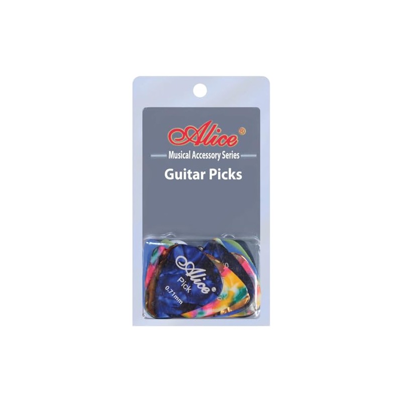 12 Assorted Colour Celluloid Guitar Picks (0.71 mm)