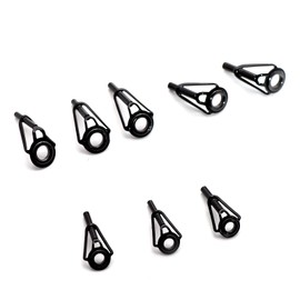 ATEN 8pcs Rod Tip Repair Kit, Stainless Steel Rod Guides, Ceramic Ring, Black, Fishing Rod Repair Kit