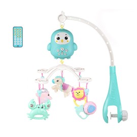 Baby Musical Crib Mobile with Night Lights and Music Cartoon Zoo Hanging Rotating Rattles for Newborn Boys Girls Sleep Green