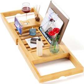 Yirilan Bamboo Bathtub Tray Caddy,Bath Tray，Bamboo