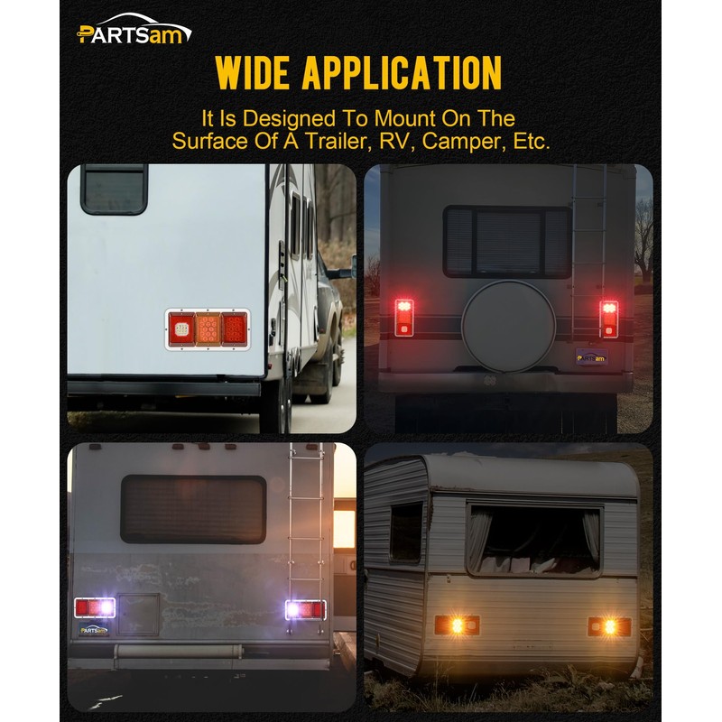 Partsam 2x LED Triple Tail Lights 45 LEDs, Rectangle Vertical