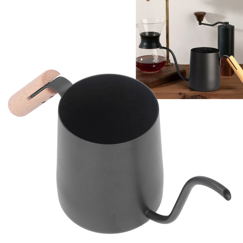 Black Stainless Steel Long Spout Drip Kettle Gooseneck Pour Over