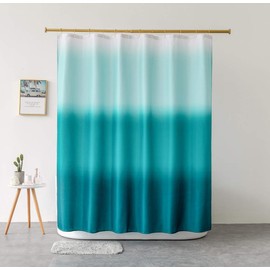 DKLFYDBG Textile Shower Curtain, Turquoise, Teal, 200 x 200 cm, Anti-Mould Fabric Bath Curtain with Steel Hooks, Washable Abstract Ombre Shower Curtains for Bathroom, Bathtub, Waterproof (200 x 200