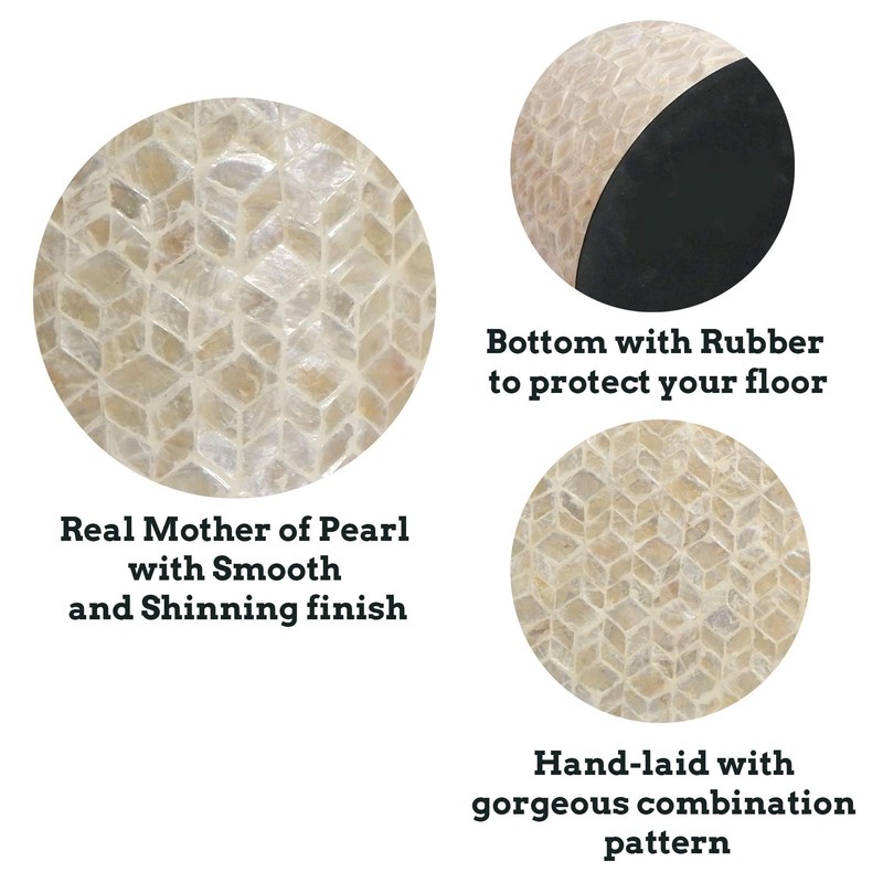 PEMAR Capiz Shell Cylinder Drum End Table Nacre Side Table