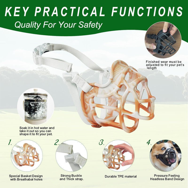 Dog Muzzle, Basket Muzzle Anti Biting Chewing, Sturdy Lightweight Allows