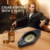 CIGARLOONG Cigar Ashtray with 2 Holders Travel Ash Tray for