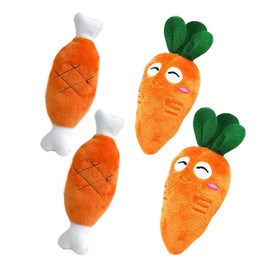 4 Pack Soft Puppy Pet Supplies Cute Carrot Plush Chew Squeaker Sound Squeaky Toys for Dog Cat Birthday Xmas Gifts