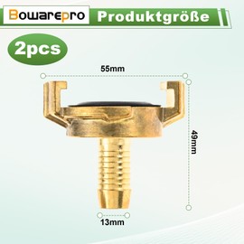 bowarepro Geka Coupling 1/2 Inch Quick Coupling Hose Piece Made of Brass, Geka Quick Coupling 1/2 Inch Hose Nozzle, System Geka Hose Piece with Nozzle 1/2 Inch (13 mm) Pack of 2