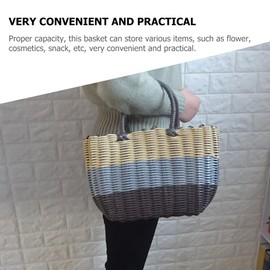 TOPBATHY Wicker Picnic Basket, Cleaning Bag, Plastic Braided Shopping Bag, Handle, Bath Basket, Spa Baskets, Girls Shopper, Vegetable Basket, Crafts, Man Plastic