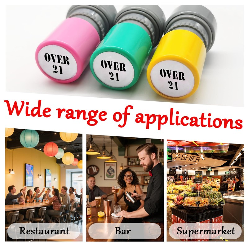 3 Pack Over 21 Stamp,Hand Stamps for Party Event,Self-Ink Drink
