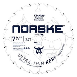 Norske Tools Thin Kerf Ultra Fast Ripping & Crosscutting Saw Blade NCSBT011 7-1/4" x 24T with 5/8" Bore & DKO for Dimensional Lumber, Press Treated Wood, Plywood and Oriented Strand Board (OSB)