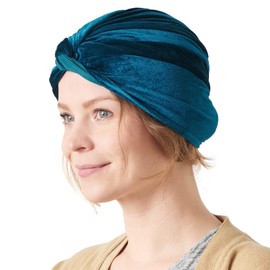 Charm14 Charm Turbante de la Fortuna para Mujer, Disfraz de Gitano, Sombrero Bohemio de Terciopelo para Hombre, Verde Azulado, Talla única