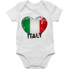 Shirtracer - Baby Bodysuit Boy Girl - Flags and Flags - Italy Heart Vintage, 1 White