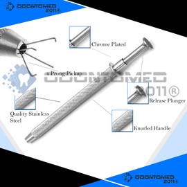 OdontoMed2011 4-Prong Diamond Gemstone Bead Pick Up Tool 4 Claws Metal Grabber IC Chips Tiny Components Pick-up Gripping Helping Handle Repair Tools (4 Prongs, Silver)
