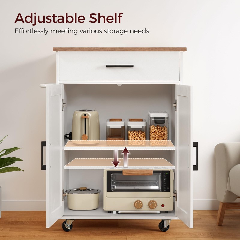 MAHANCRIS Kitchen Island on Wheels with Drop Leaf, Folding Countertop