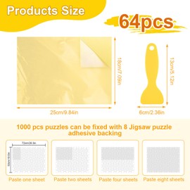 64 Sheets Puzzle Glue Transparent Double-Sided with Spade Suitable for 8 x 1000 Puzzles Photos Postcards (25 x 18 cm)