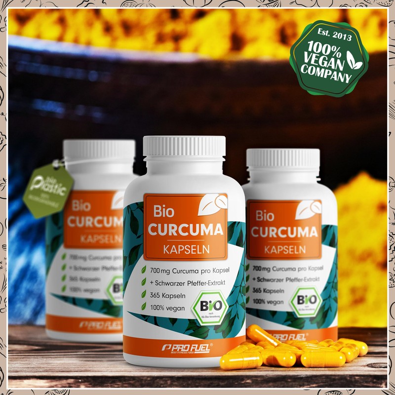 Organic Curcuma Capsules 365x with 700 mg Curcuma from Controlled