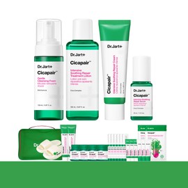Dr. Jart+ [Soothing Care Set] Cicapair Calming Routine Care for Sensitive Skin (Cleansing/Treatment/Serum/Cream) (+Exclusive Gift)